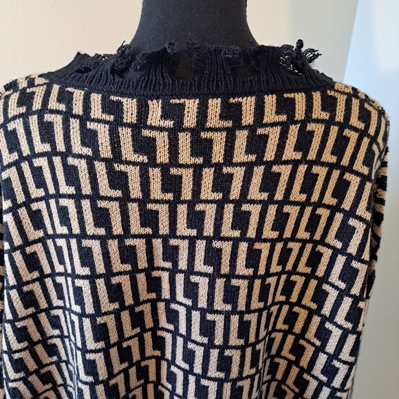 3X Geometric Print Distressed Trendy Threads | Cardigan |Black Bronze/Gold | NWT - Picture 3 of 16